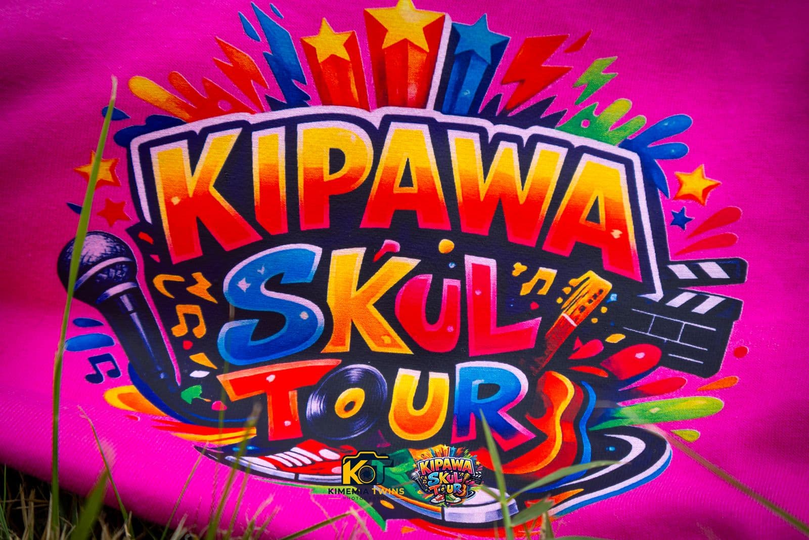 Close-up of the colourful Kipawa Skul Tour branded banner